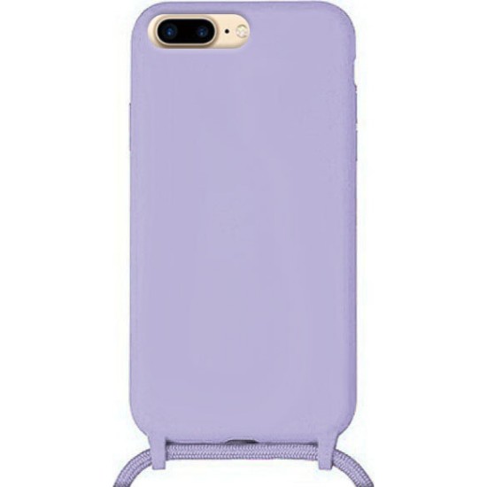 Liquid Silicone Cord Case Θήκη Σιλικόνης με Λουράκι - Violet (iPhone 7 Plus / 8 Plus)
