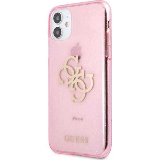 Guess GUHCN61PCUGL4GPI iPhone 11 6,1" ρόζ/pink hard case Glitter 4G Big Logo