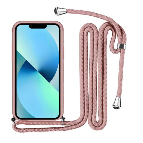 Crossbody Soft Liquid Θήκη σιλικόνης Back Cover με Κορδόνι - Ροζ Nude SAMSUNG GALAXY A71
