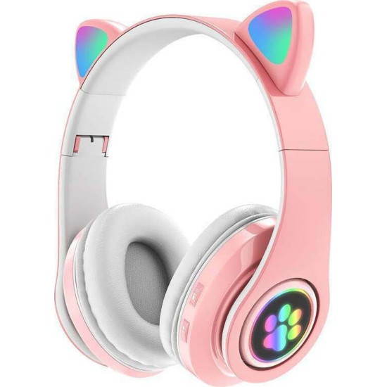 Cat P33M Ασύρματα/Ενσύρματα Over Ear Παιδικά Ακουστικά Ροζ
