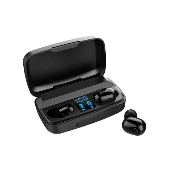 A10S In-ear Bluetooth Handsfree Ακουστικά με Θήκη Φόρτισης Μαύρα