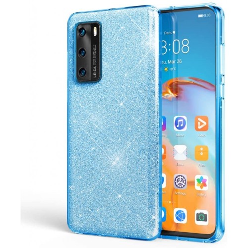 Glitter Back Cover Σιλικόνης Γαλάζιο (HUAWEI Y6 2018 / Y6 PRIME 2018)