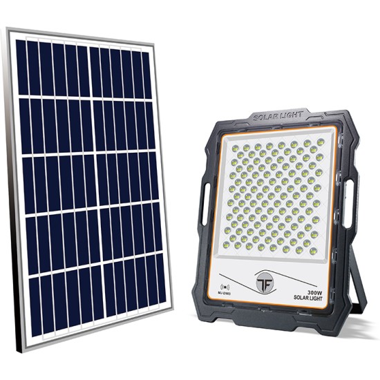 Στεγανός Ηλιακός Προβολέας IP67 Ισχύος 300W με Τηλεχειριστήριο σε Μαύρο χρώμα MJ-D903