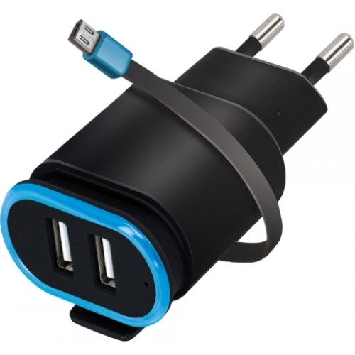 Forever Φορτιστής με 2 Θύρες USB-A και Καλώδιο micro USB Μαύρος (FTC24A) Forever Φορτιστής με 2 Θύρες USB-A και Καλώδιο micro USB Μαύρος (FTC24A)