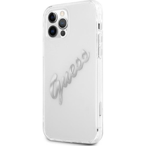 Guess GUHCP12MKTRSVSI iPhone 12/12 Pro 6.1 "Transparent hardcase Vintage Script Silver Guess GUHCP12MKTRSVSI iPhone 12/12 Pro 6.1 "Transparent hardcase Vintage Script Silver
