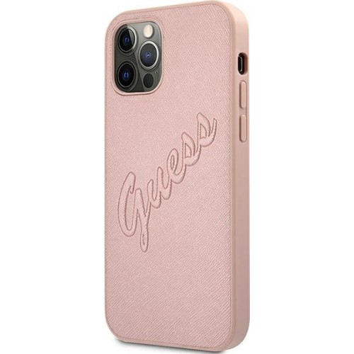 Guess GUHCP12LRSAVSRG iPhone 12 Pro Max 6.7 +quot;pink / pink hardcase Saffiano Vintage Script Guess GUHCP12LRSAVSRG iPhone 12 Pro Max 6.7 +quot;pink / pink hardcase Saffiano Vintage Script