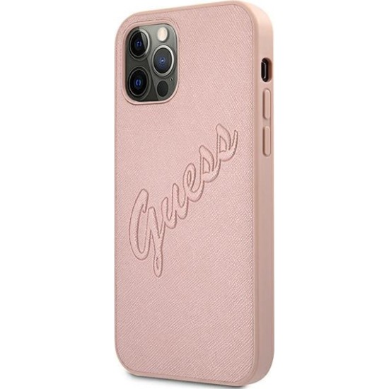 Guess GUHCP12LRSAVSRG iPhone 12 Pro Max 6.7 +quot;pink / pink hardcase Saffiano Vintage Script