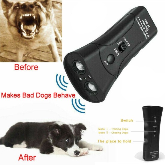 LED Manual Ultrasonic Anti Barking Dog Repeller Control Trainer Dog Training Device Ultrasonic With Battery ZF 856