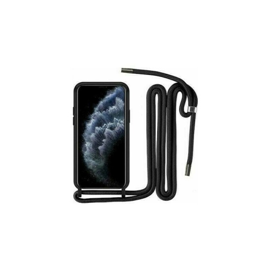 Θήκη Σιλικόνης με Λουράκι Λαιμού για Xiaomi Redmi 10C Μαύρο Θήκη πλάτης Σιλικόνη