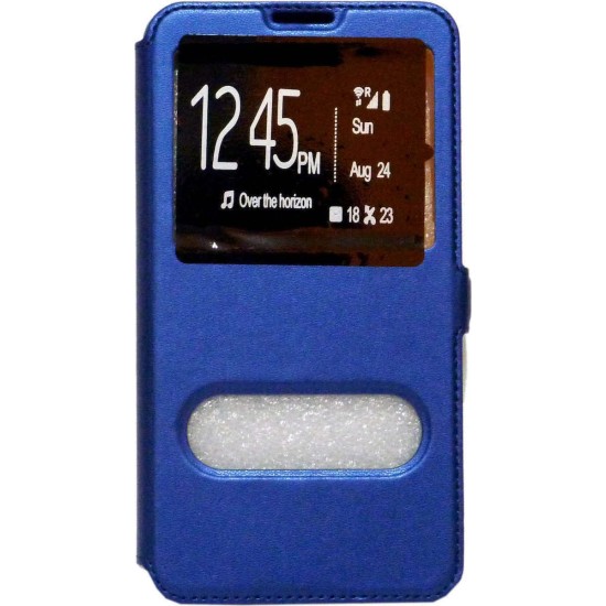 OEM Θήκη Βιβλίο Με Παράθυρα Για HUAWEI P20 Με Πλάγιο Κούμπωμα Μπλε