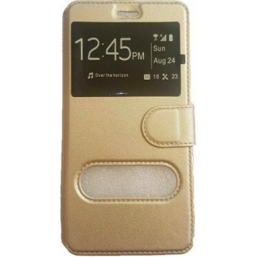 Θήκη Βιβλίο Με Παράθυρα για HUAWEI P20 Xρώμα: Χρυσό