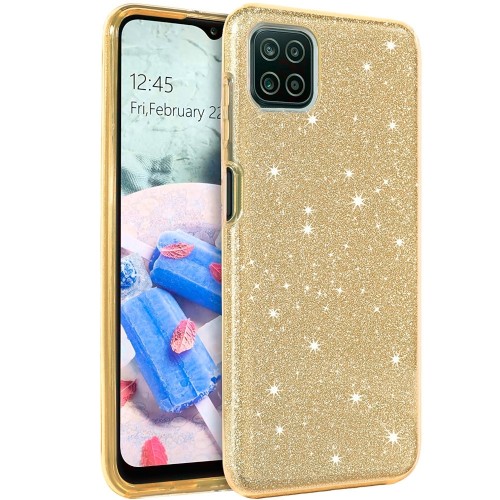 Samsung Galaxy A22 5G Θήκη Σιλικόνης Χρυσή Glitter 3 in 1 Case Gold