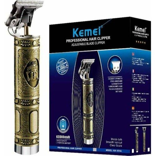 Kemei Επαγγελματική Επαναφορτιζόμενη Κουρευτική Μηχανή Χρυσή ΚΜ-1974A