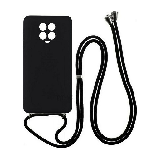 Colored Silicone Cord Case Για Xiaomi Redmi Note 9S / 9 Pro / 9 Pro Max με Κορδόνι Back Cover - Μαύρο