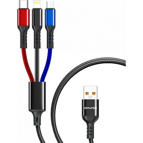 Καλώδιο γρήγορης φόρτισης Fast charging 3 σε 1 AWEI CL-971 AWEI