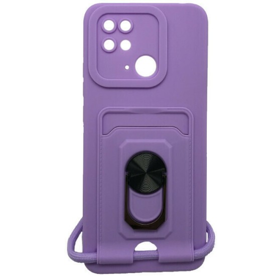 Θήκη Σιλικόνης Back Cover Ring με Λουράκι για Xiaomi Redmi 10C Purple ! ΟΕΜ