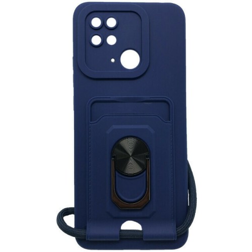 Θήκη Σιλικόνης Back Cover Ring με Λουράκι για Xiaomi Redmi 10C dark blue ΟΕΜ