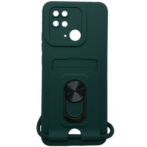 Θήκη Σιλικόνης Back Cover Ring με Λουράκι για Xiaomi Redmi 10C Dark Green ΟΕΜ