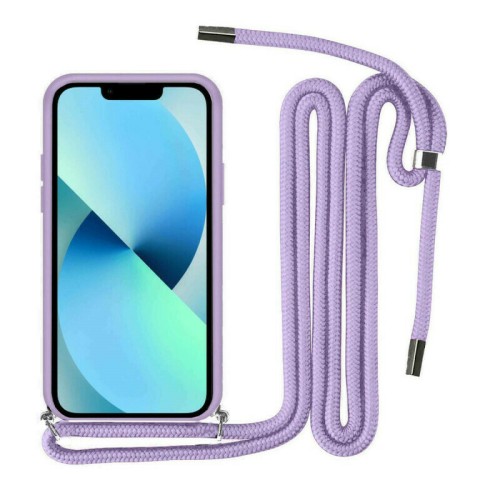 Θήκη Σιλικόνης Soft Για Apple iPhone 11 Με Κορδόνι Μωβ