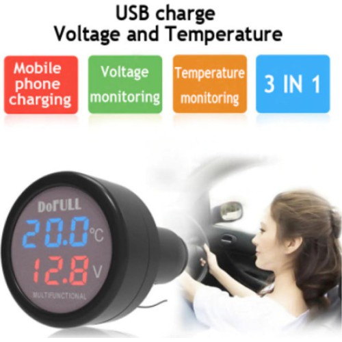 DoFull Ψηφιακό Βολτόμετρο / Θερμόμετρο / USB Αυτοκινήτου DoFull Ψηφιακό Βολτόμετρο / Θερμόμετρο / USB Αυτοκινήτου