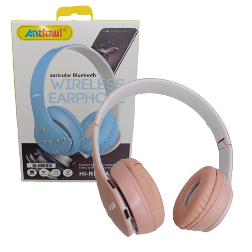 Andowl Q-HE93 Ασύρματα Bluetooth On Ear Ακουστικά Λευκά / Ροζ