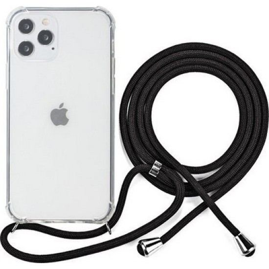 Back Cover Σιλικόνης Διάφανο με Λουράκι Λαιμού (iPhone 12 / 12 Pro)
