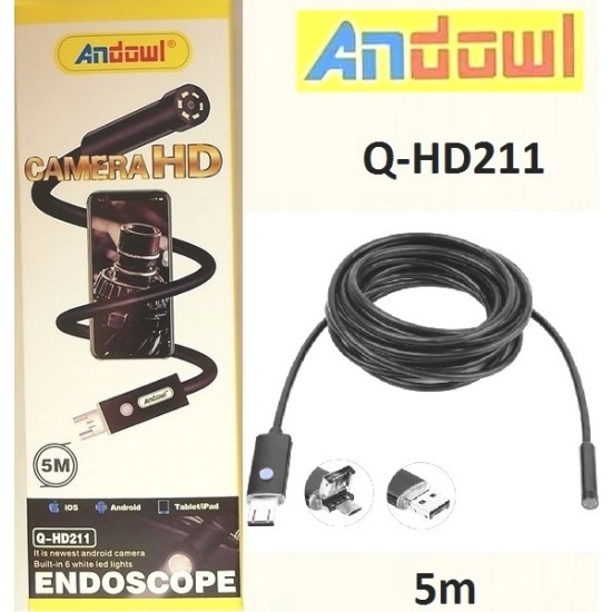 Andowl Q-HD211 Ενδοσκοπική Κάμερα με Ανάλυση 1280x720 pixels και Καλώδιο 5m Andowl Q-HD211 Ενδοσκοπική Κάμερα με Ανάλυση 1280x720 pixels και Καλώδιο 5m