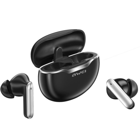 Awei T50 In-ear Bluetooth Handsfree Ακουστικά με Αντοχή στον Ιδρώτα και Θήκη Φόρτισης Μαύρα