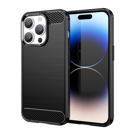 Hurtel Carbon Back Cover Σιλικόνης Μαύρο (iPhone 14 Pro) Hurtel Carbon Back Cover Σιλικόνης Μαύρο (iPhone 14 Pro)