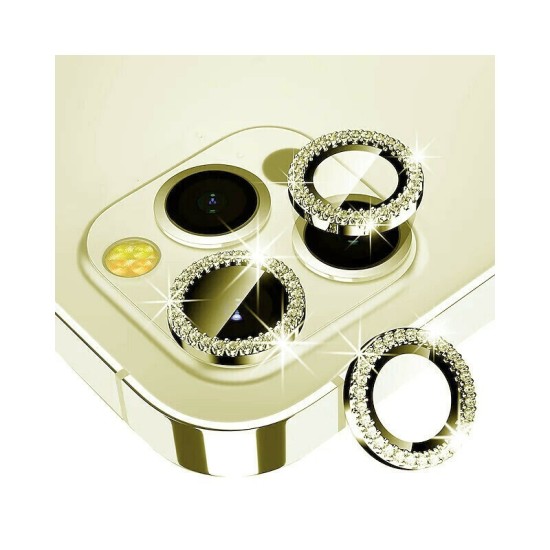 3D Metal Glitter Προστασία Κάμερας Μεταλλικό Πλαίσιο Gold για το iPhone 14 Pro / 14 Pro Max