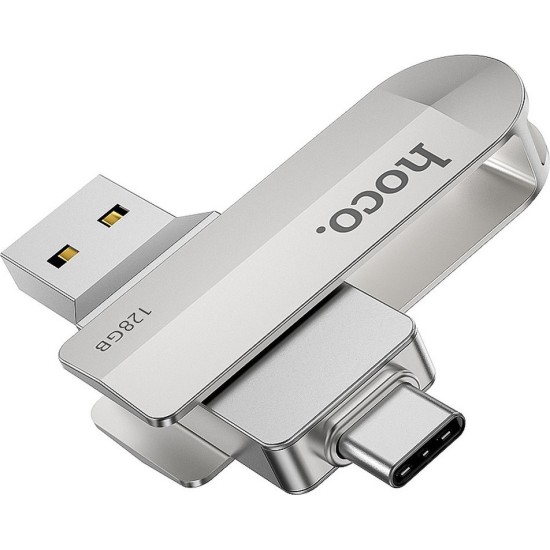 Hoco UD10 16GB USB 2.0 Stick με σύνδεση USB-A & USB-C Ασημί