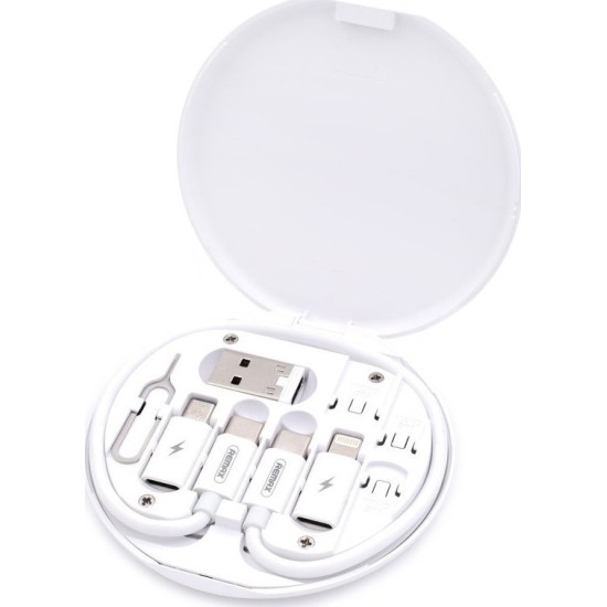 Remax RC-190 Regular USB to micro USB / Lightning / Type-C Cable 3A Λευκό 0.29m (RC-190 FY)