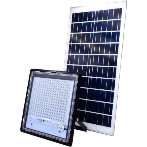 Στεγανός Ηλιακός Προβολέας LED 300W Ψυχρό Λευκό 6500K με Φωτοκύτταρο και Τηλεχειριστήριο IP67