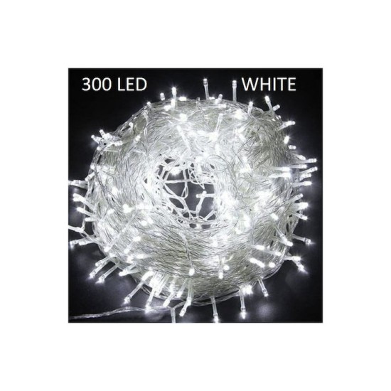 Λαμπάκια LED Ψυχρό Λευκό σε Σειρά με Διαφανές Καλώδιο και Προγράμματα