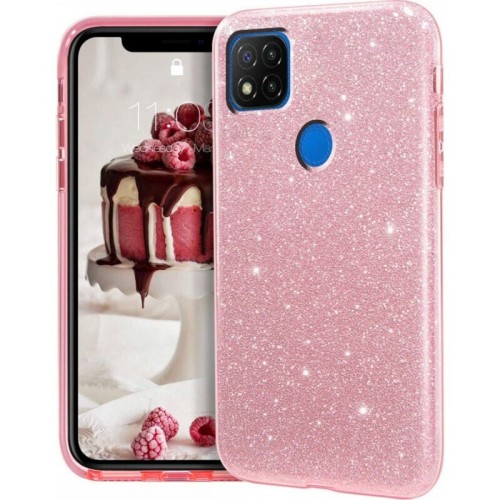 Θήκη Glitter για Xiaomi Redmi 9c σε Ροζ Ροζ Θήκη πλάτης Σιλικόνη