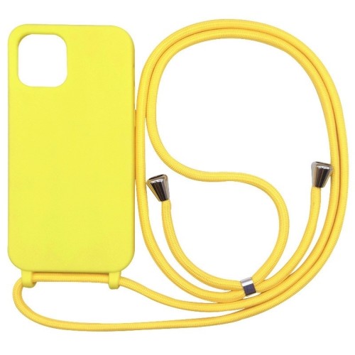 Soft Touch Cover Back Cover με Λουράκι Κίτρινο (iPhone 14 Pro)