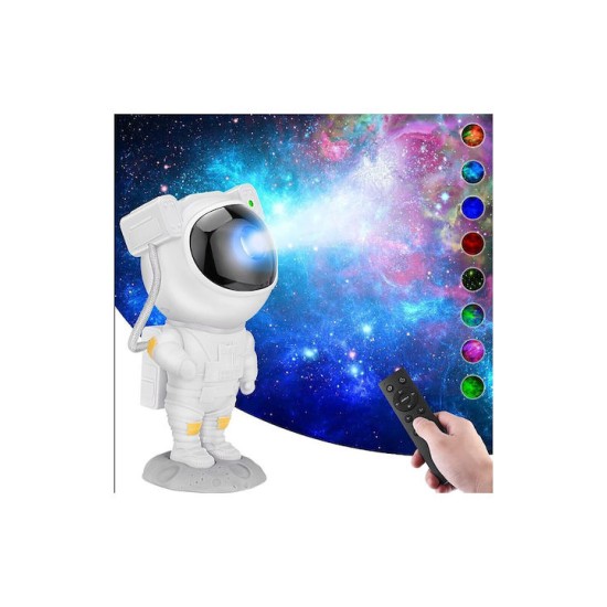 Led Παιδικό Φωτιστικό Projector Αστροναύτης με Προβολή Αστεριών με Εναλλαγές Χρωματισμών Λευκό 9999-0000-44WWW199