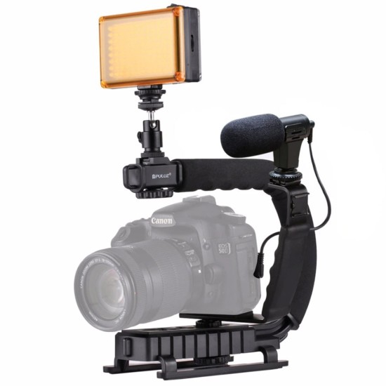 Σταθεροποιητής Κάμερας Χειρός Steadycam U-Grip Σχήματος C με Φωτισμό LED Puluz PKT3013