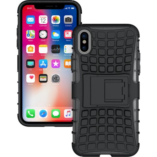 Forcell for Apple iPhone X Dual Armor Stand Case - Black