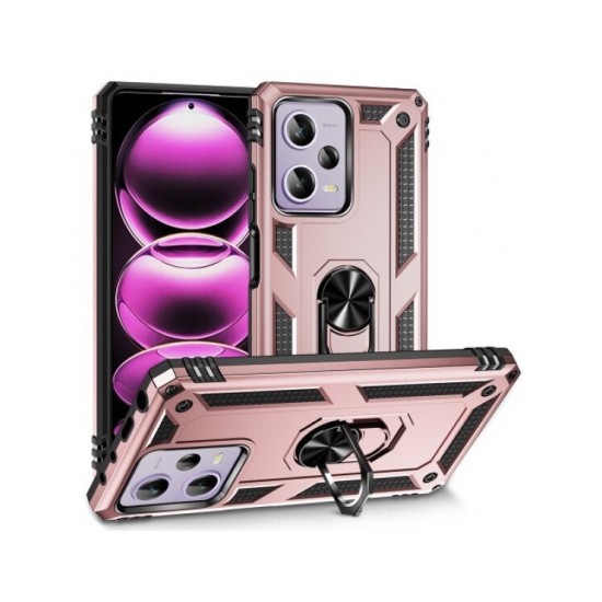 IPHONE 13 PRO MAX HYBRID SHOCKPROOF ARMOR CASE METAL ROTATING RING CAR MOUNT HOLDER ROSE GOLD (OEM)