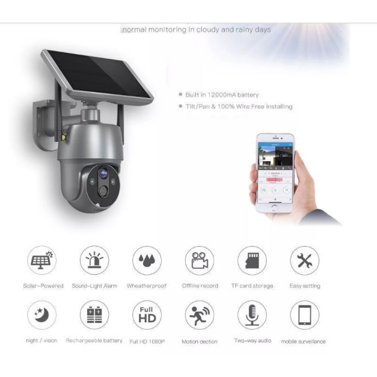Andowl IP Κάμερα Παρακολούθησης Wi-Fi 1080p Αδιάβροχη Μπαταρίας με Αμφίδρομη Επικοινωνία Ασημί Q-SX01 Andowl IP Κάμερα Παρακολούθησης Wi-Fi 1080p Αδιάβροχη Μπαταρίας με Αμφίδρομη Επικοινωνία Ασημί Q-SX01