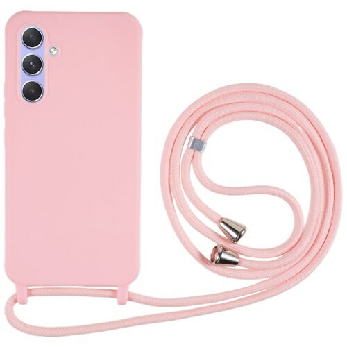Back Cover Σιλικόνης με Λουράκι Ροζ (Galaxy A35)