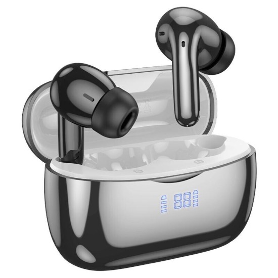 Hoco EQ16 Shine In-ear Bluetooth Handsfree Ακουστικά με Θήκη Φόρτισης Black Glaze