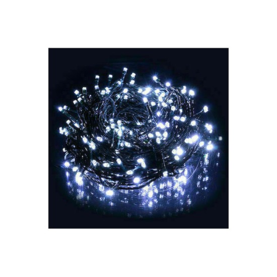 240 Λαμπάκια LED Ψυχρό Λευκό σε Σειρά με Πράσινο Καλώδιο και Προγράμματα 240
