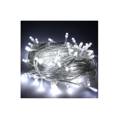 100 Λαμπάκια LED Λευκά σε Σειρά με Διαφανές Καλώδιο 100 Λαμπάκια LED Λευκά σε Σειρά με Διαφανές Καλώδιο
