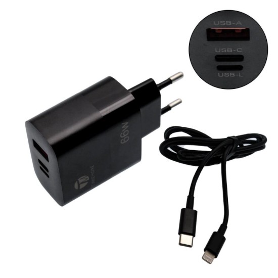 Φορτιστής Γρήγορης Φόρτισης 66W type - lightning takemore A85CL