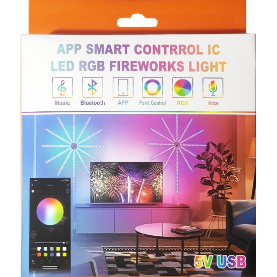 Ταινία LED Τροφοδοσίας USB (5V) RGB Μήκους 5m Σετ με Τηλεχειριστήριο και Τροφοδοτικό Τύπου SMD5050 31171