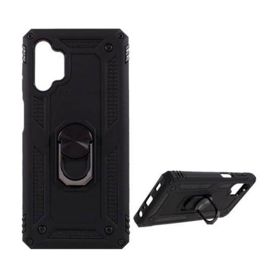 Samsung Galaxy A13 4G Hybrid Shockproof Armor Case 360 Degree Metal Rotating Ring Car Mount Holder Black (oem)