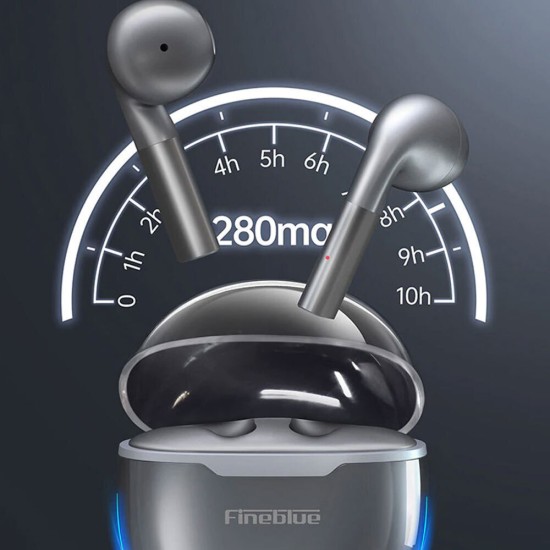 Fineblue F22 Pro Earbud Bluetooth Handsfree Ακουστικά με Θήκη Φόρτισης Γκρι