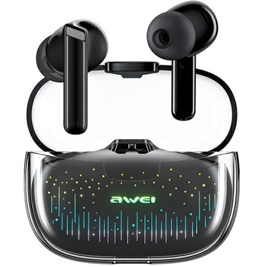 Awei T52 Pro In-ear Bluetooth Handsfree Ακουστικά με Αντοχή στον Ιδρώτα και Θήκη Φόρτισης Μαύρα